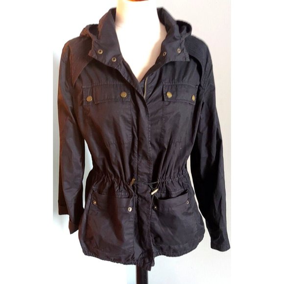 Womens Michael Kors Anorak Lightweight Anorak Parka Jacket Hooded Black Size M - Picture 1 of 9